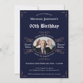 第90誕生日海軍金ゴールドヴィンテージウイスキーラベル 招待状