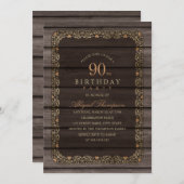 第90誕生日素朴な木空想の国のパーティー 招待状 (正面/裏面)