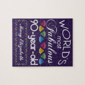 第90誕生日紫色ほとんどのすばらしくカラフルな宝石 ジグソーパズル (横)