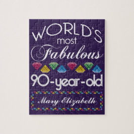 第90誕生日紫色ほとんどのすばらしくカラフルな宝石 ジグソーパズル