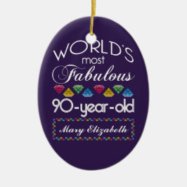 第90誕生日紫色ほとんどのすばらしくカラフルな宝石 セラミックオーナメント