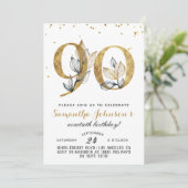 第90誕生日金ゴールドフローラ招待状 招待状 (スタンド正面)