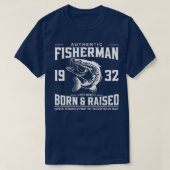 第90誕生日1932魚釣りティーズ生まれ漁師&R Tシャツ (デザイン正面)