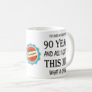 第90誕生日90歳おもしろい頬 コーヒーマグカップ