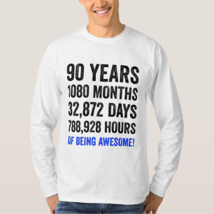 第90誕生日//男おもしろい子誕生日カウントダウン Tシャツ