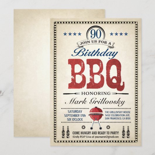 第90誕生日BBQ招待状 招待状 (正面/裏面)