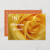 第90誕生祝いか濃い黄色は上がりました 招待状 (正面/裏面)