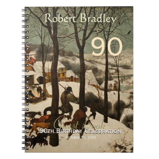 第90誕生祝いのカスタマイズ可能な来客名簿 ノートブック (正面)