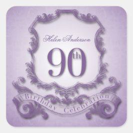 第90誕生祝いパーソナライズされたシール スクエアシール