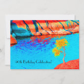 第90誕生祝い黄色い木カラフル、 招待状 (正面)