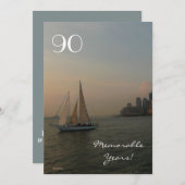 第90誕生祝い/夕日に帆走 招待状 (正面/裏面)