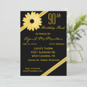 第90黒及び金ゴールドの誕生日のパーティの招待状 招待状 (スタンド正面)