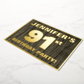 第91回バースデーパーティはっきりしたーフェイク:木目の模様 箔招待状 (回転した状態)