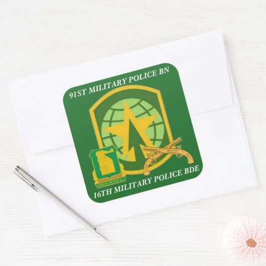 第91憲兵のBN.第16 MPのBDEのステッカー スクエアシール (封筒)