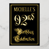 第92回バースデーパーティーファンシー – 脚本と名前をカスタムする 箔招待状 (正面)