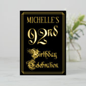 第92回バースデーパーティーファンシー – 脚本と名前をカスタムする 箔招待状 (立ち正面)