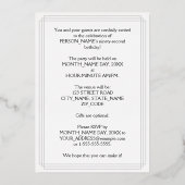 第92回バースデーパーティーファンシー – 脚本と名前をカスタムする 箔招待状 (裏面)