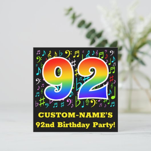 第92回バースデーパーティー:おもしろいミュージックシンボル, Rainbow 92 招待状 (スタンド正面)
