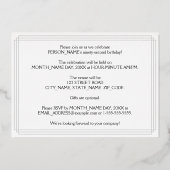 第92回バースデーパーティー:アールデコを見る"92",名前あり 箔招待状 (裏面)