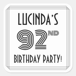 第92回バースデーパーティー：アールデコスタイル+名前をカスタムする スクエアシール