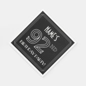 第92回バースデーパーティー：アールデコスタイル+名前をカスタムする スタンダードランチョンナプキン (角)