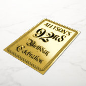 第92回バースデーパーティー – エレガント脚本+名前をカスタムする 箔招待状 (回転した状態)