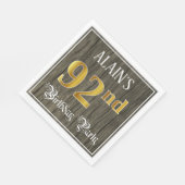 第92回バースデーパーティー – フェイク金ゴールド&ウッドフェイク・ルックス スタンダードランチョンナプキン (角)