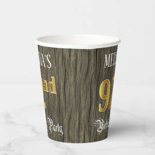 第92回バースデーパーティー – フェイク金ゴールド&ウッドフェイク・ルックス 紙コップ (右)