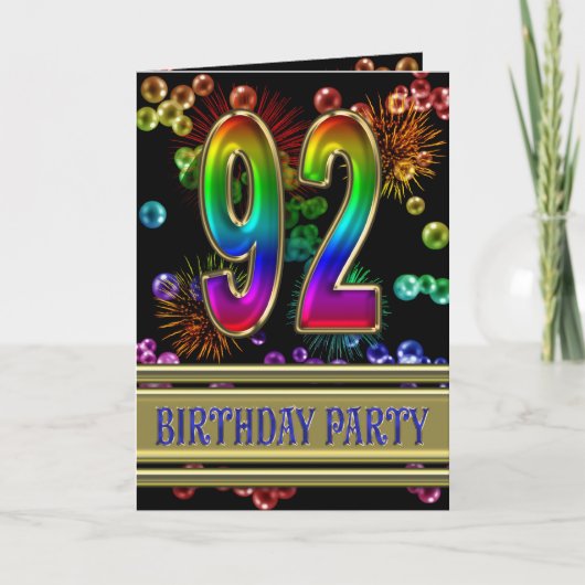 第92回誕生日パーティーへの招待 招待状 (正面)