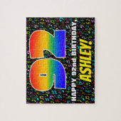 第92回誕生日:おもしろい、カラフル音楽シンボル、92」 ジグソーパズル (縦)