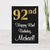 第92回誕生日～豪華エレガントなフェイク金ゴールドルック# カード (正面)