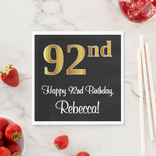 第92回誕生日～豪華エレガントなフェイク金ゴールドルック# スタンダードランチョンナプキン (インサイチュ)