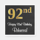 第92回誕生日～豪華エレガントなフェイク金ゴールドルック# スタンダードランチョンナプキン (正面)