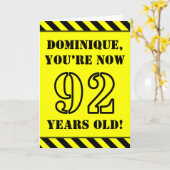 第92誕生日:おもしろいステンシルスタイル文字、名前をカスタムする カード (黄色い花)