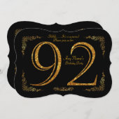 第92、誕生会第92、素晴らしいのGatsby、黒及び金ゴールド 招待状 (正面/裏面)