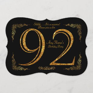 第92、誕生会第92、素晴らしいのGatsby、黒及び金ゴールド 招待状