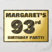 第93回バースデーパーティはっきりした— Wood Grainフェイク文字 箔招待状 (正面)