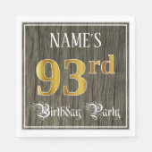 第93回バースデーパーティー – フェイク金ゴールド&ウッドフェイク・ルックス スタンダードランチョンナプキン (正面)