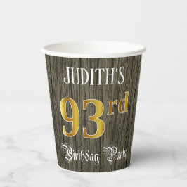 第93回バースデーパーティー – フェイク金ゴールド&ウッドフェイク・ルックス 紙コップ
