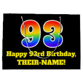 第93誕生日～おもしろいカラフル,, 鮮やか, Rainbow 93 ラージペーパーバッグ (裏面)