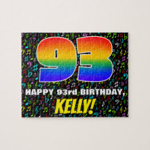 第93誕生日—おもしろい、カラフルミュージックシンボル、93」