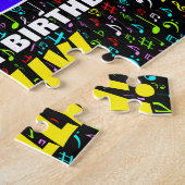 第93誕生日—おもしろい、カラフルミュージックシンボル、93」 ジグソーパズル (側面)