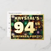 第94回バースデーはっきりしたトカラフル:, Fireworks Look 箔招待状ポストカード (正面/裏面)