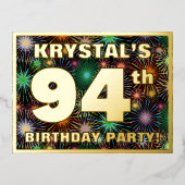 第94回バースデーはっきりしたトカラフル:, Fireworks Look 箔招待状ポストカード (正面)