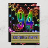 第94回バースデーパーティー招待(気泡あり) 招待状 (正面/裏面)