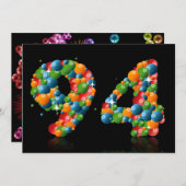 第94回バースデーパーティー、バブルとボール付き 招待状 (正面/裏面)