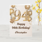 第94誕生日金ゴールドバルーンと紙吹雪誕生日 カード (黄色い花)