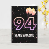 第94誕生日風船と紙吹雪 カード (黄色い花)