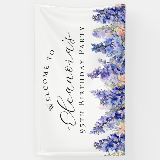 第95回バースデーパーティー7月誕生フラワーウェルカム 横断幕 (縦)