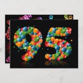 第95回バースデーパーティー、バブルとボール付き 招待状 (正面/裏面)